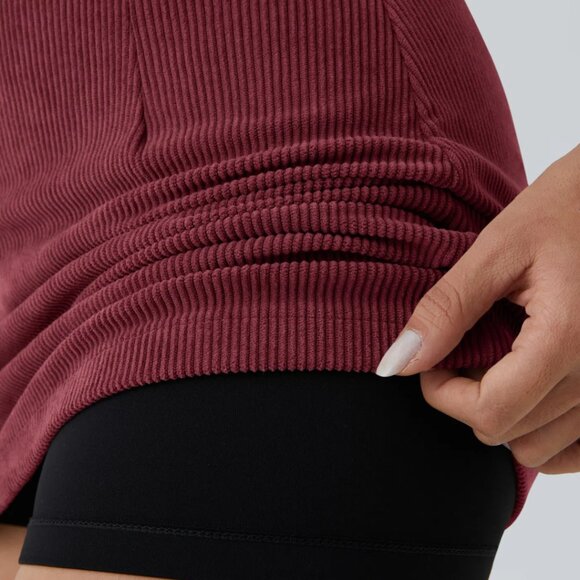 HALARA High Waist 2 In 1 Corduroy Burgundy Mini Skort Various Sizes NWT - Picture 6 of 13